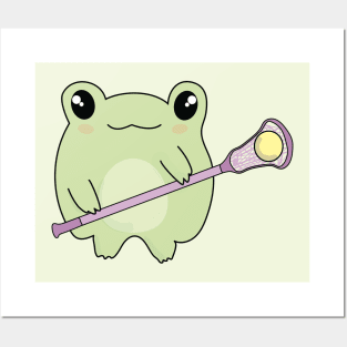 Kawaii Frog Loves Lacrosse Posters and Art